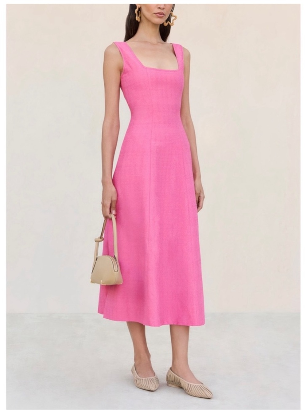 cult gaia pink arcylic flower detail at back open cutout back midi dress size 12